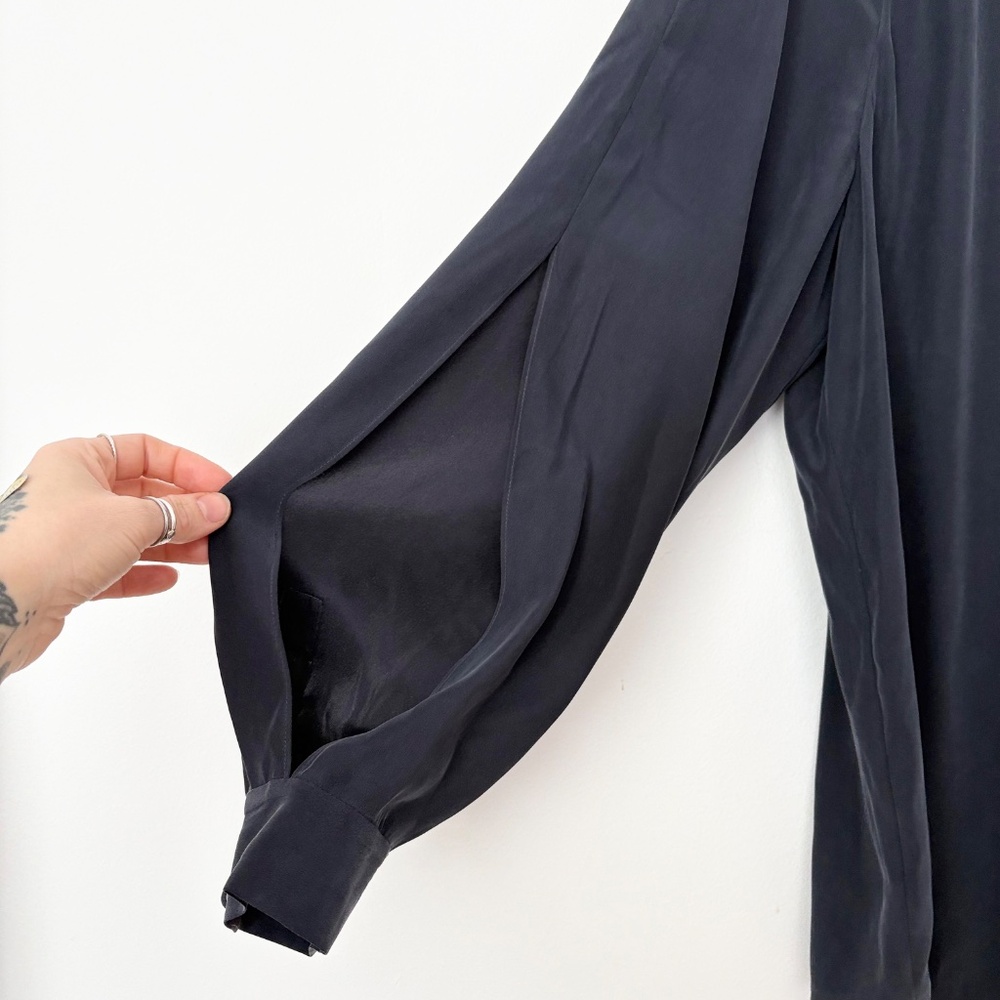 SOLD-FRAME slit wirst silk button up shirt - Picture 6 of 8